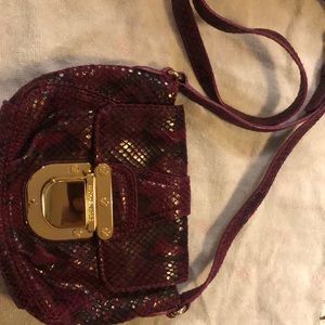 Michael kors burgundy python print crossbody